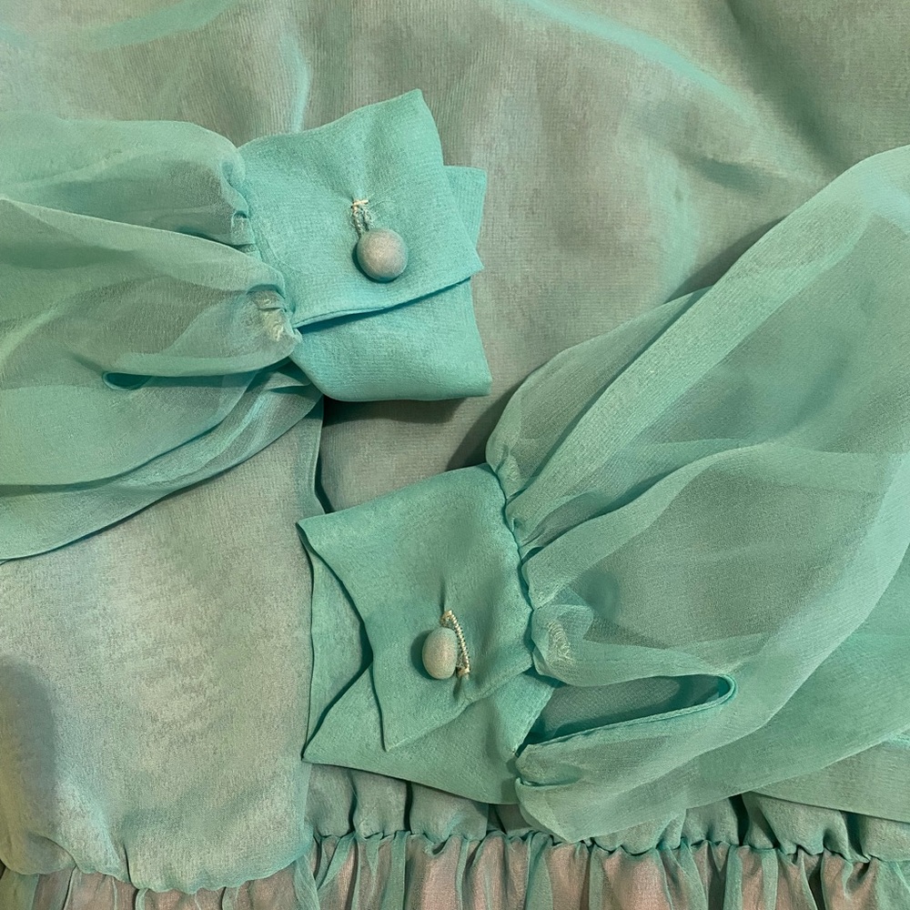 Jack Bryan vintage ethereal tea length dress gown chiffon 50s or 60s - Picture 11 of 13